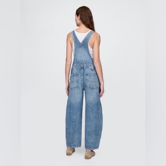Gap UltraSoft Denim Horseshoe Overalls Medium Indigo NWT - Picture 2 of 7